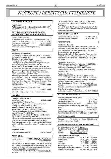 Mitteilungsblatt Ausgabe 5 - 2009 - Verbandsgemeinde Nassau