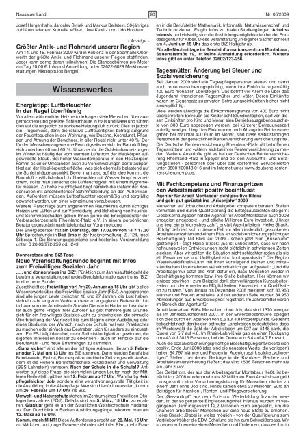 Mitteilungsblatt Ausgabe 5 - 2009 - Verbandsgemeinde Nassau