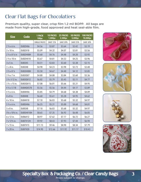 2017 ClearCandyBags Price List