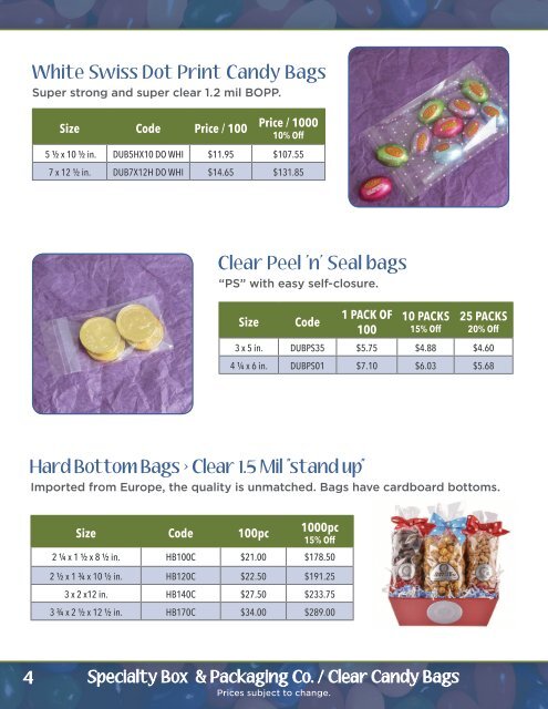 2017 ClearCandyBags Price List