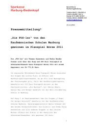 Pressemitteilung! „Die FOS-ler“ - Sparkasse Marburg-Biedenkopf