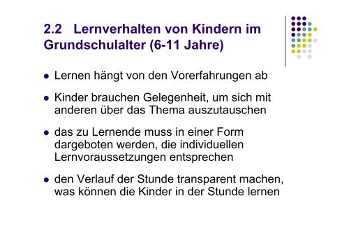 2.2 Lernverhalten von Kindern im Grundschulalter (6-11 Jahre)