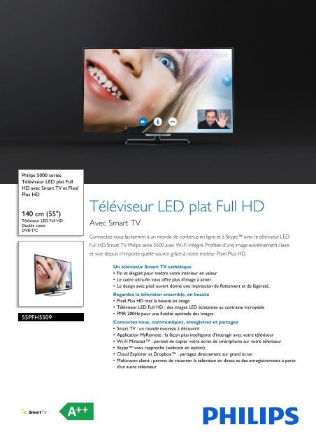 Philips 5000 series T&eacute;l&eacute;viseur LED plat Full HD - Fiche Produit - FRA