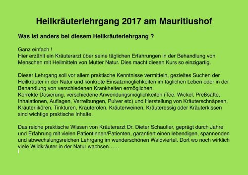 Mauritiushof Natur Magazin Jänner 2017