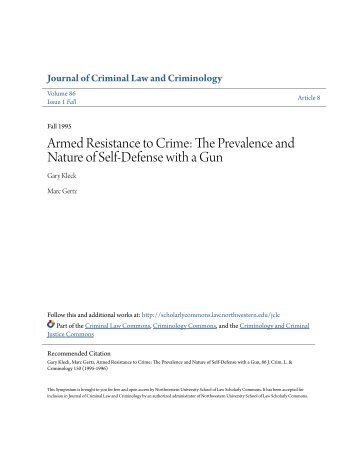 Armed Resistance to Crime The Prevalence and Nature of Self-Defense with a Gun