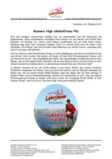 Runners High alkoholfreies Pils - Lahnsteiner Brauerei