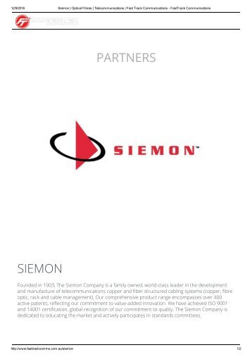 Siemon _ Optical Fibres _ Telecommunications _ Fast Track Communications - FastTrack Communications