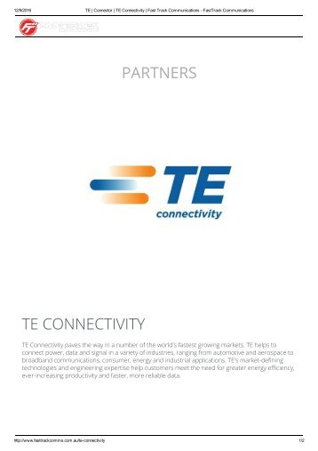 TE _ Connector _ TE Connectivity _ Fast Track Communications - FastTrack Communications