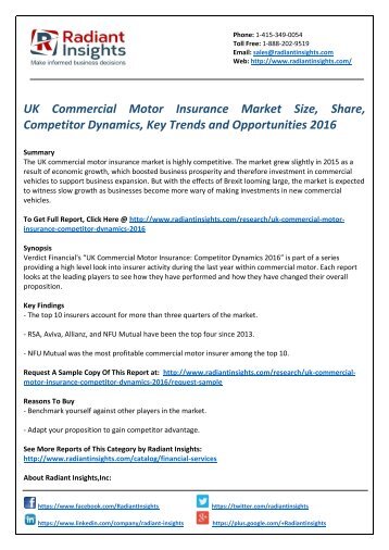 UK Commercial Motor Insurance Market Size, Competitor Dynamics, Trends and Opportunities 2016