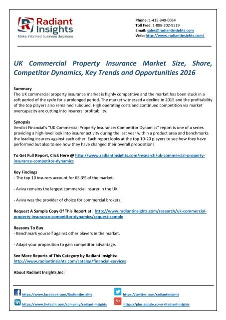 UK Commercial Property Insurance Market Share, Competitor Dynamics, Key Trends and Opportunities 2016