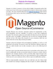 Magento Development - For Robust E-Commerce Solutions