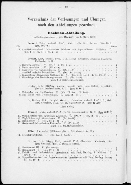 Verzeichnis der Vorlesungen und Übungen für das Winter-Semester 1926/27