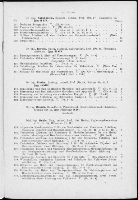 Verzeichnis der Vorlesungen und Übungen für das Sommer-Semester 1926