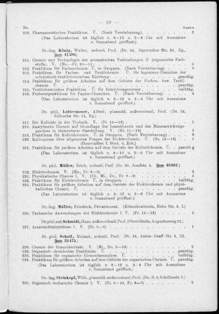 Verzeichnis der Vorlesungen und Übungen für das Sommer-Semester 1926