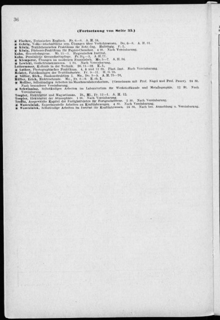 Verzeichnis der Vorlesungen und Übungen für das Sommer-Semester 1926