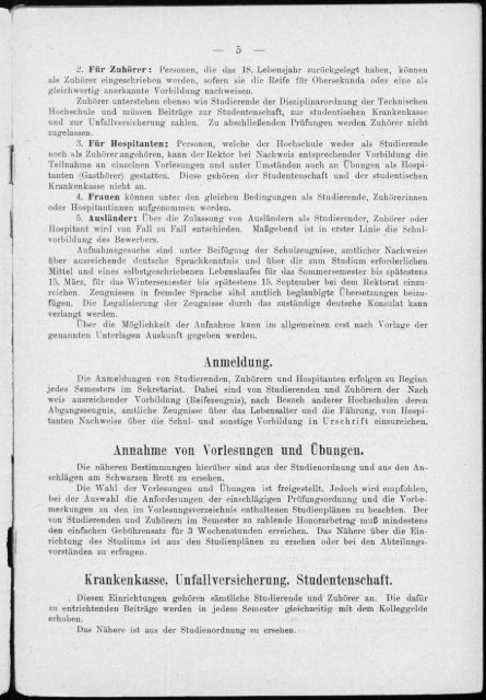 Verzeichnis der Vorlesungen und Übungen für das Sommer-Semester 1926