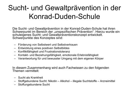 Projekt - Konrad-Duden-Schule