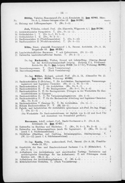 Verzeichnis der Vorlesungen und Übungen, Stunden- und Studienpläne Sommersemester 1930