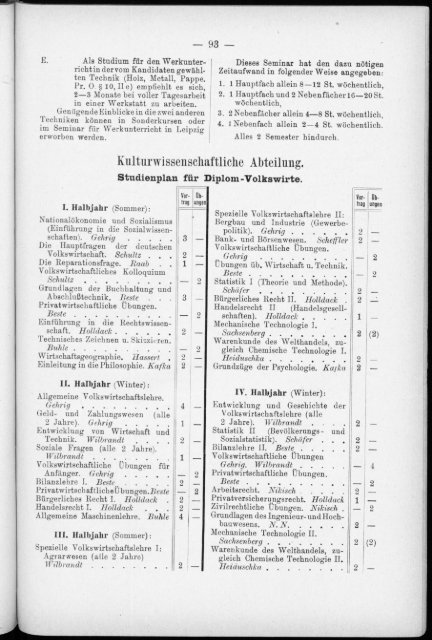 Verzeichnis der Vorlesungen und Übungen, Stunden- und Studienpläne Sommersemester 1930