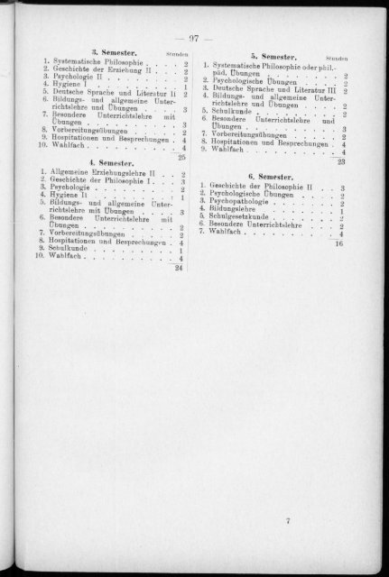 Verzeichnis der Vorlesungen und Übungen, Stunden- und Studienpläne Sommersemester 1930