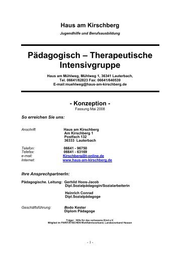 Pädagogisch – Therapeutische Intensivgruppe - Haus am Kirschberg