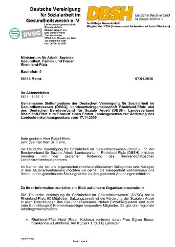Deutsche Vereinigung für Sozialarbeit im ... - DVSG