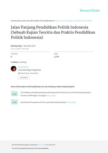 Jalan Panjang Pendidikan Politik Indonesia (Sebuah Kajian Teoritis dan Praktis Pendidikan Politik Indonesia)