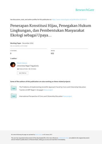 Penerapan Konstitusi Hijau, Penegakan Hukum Lingkungan, dan Pembentukan Masyarakat Ekologi sebagai Upaya Pelestarian Lingkungan Hidup