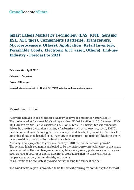 Smart Labels Market-Forecast to 2021