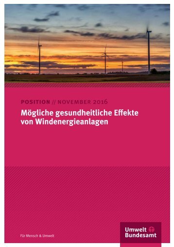 UBA Studie: Mögliche gesundheitliche Effekte von WEA