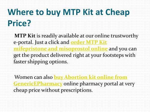 Buy Abortion Pill Online @GenericEPharmacy (mifepristone with misoprostol) at Cheap Price