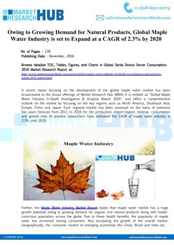 Global Maple Water Industry Market Report 2017