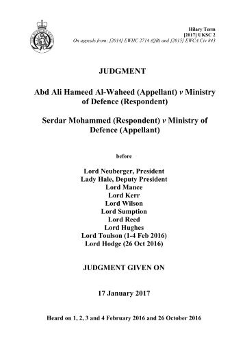 Serdar Mohammed (Respondent) v Ministry of Defence (Appellant)