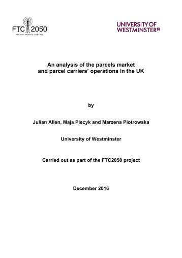 An analysis of the parcels market and parcel carriers’ operations in the UK