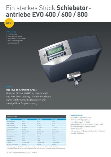 antriebe EVO 400 / 600 / 800 - Normstahl