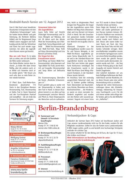 GERMAN OPEN 2012 - Erste Westernreiter Union Deutschland e.V.