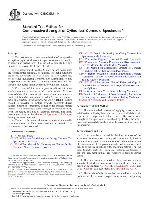 DOE 099 ASTM C39 C39M Standard Test Method for Compressive Strength of C