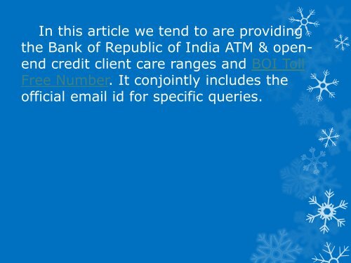 Bank of India Customer Helpline Number