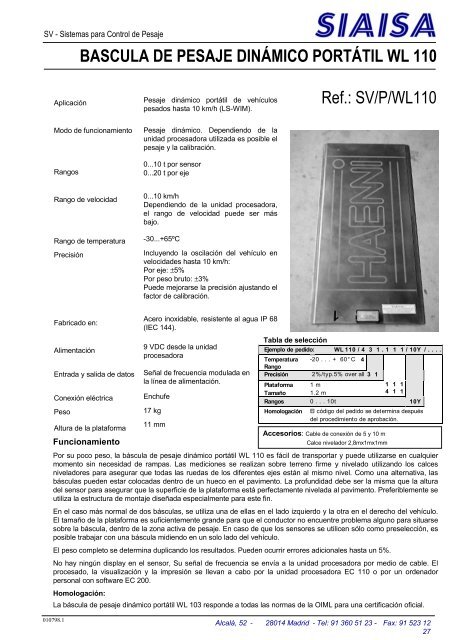 BÃƒÂ¡scula WL110 - Tradesegur