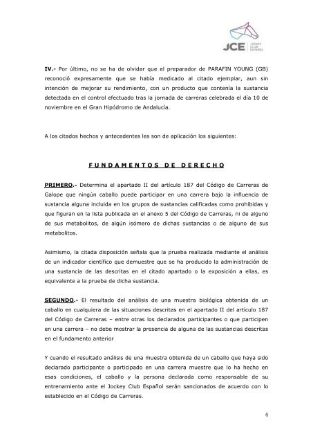 COMISARIOS COMITÉ DE DISCIPLINA JOCKEY CLUB ESPAÑOL