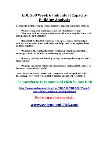 UOP EDL 500 Week 6 Individual Capacity Building Analysis