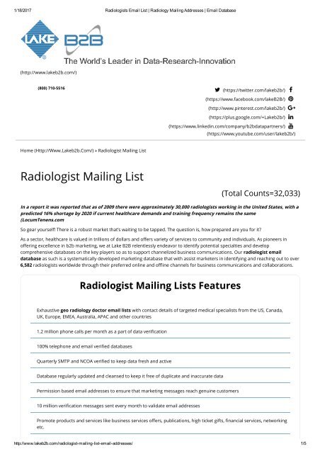 Radiologists email list 