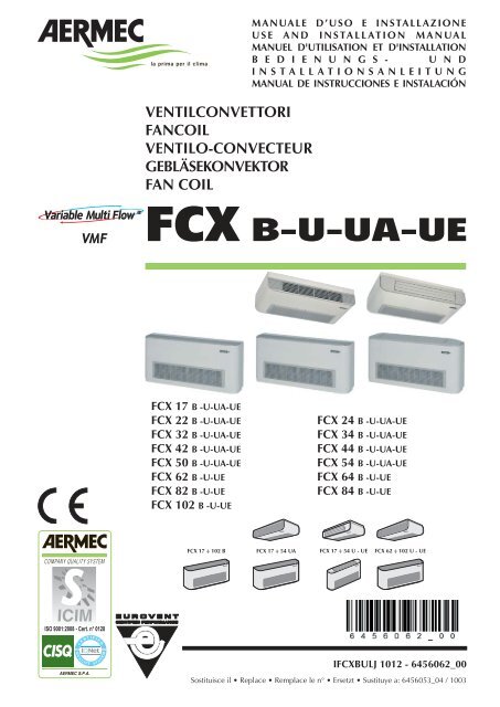 ventilconvettori fancoil ventilo-convecteur gebläsekonvektor fan coil