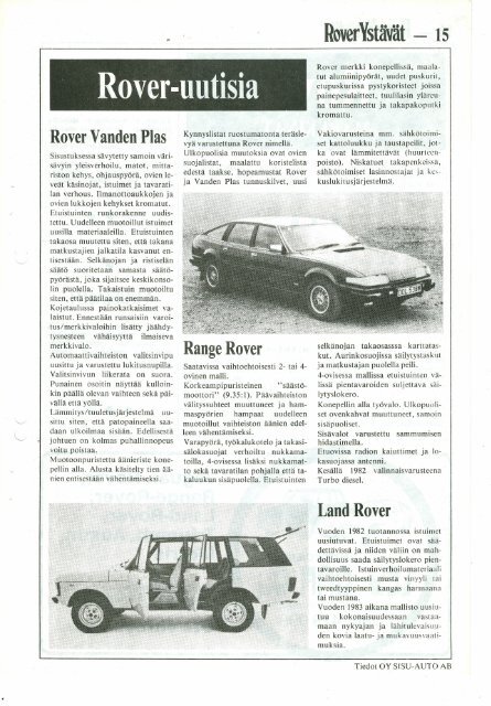 Rover Ystävät lehti nro: 1 / 1981