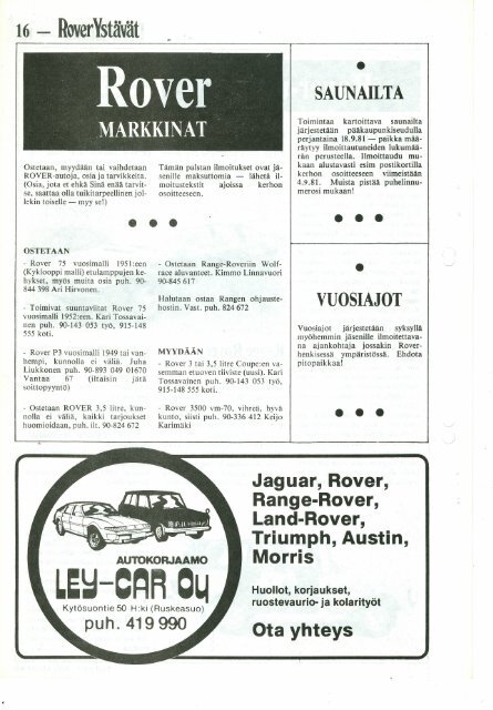Rover Ystävät lehti nro: 1 / 1981