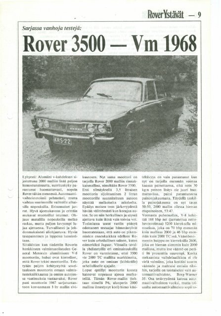 Rover Ystävät lehti nro: 1 / 1981