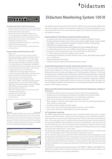 Server Room Monitoring with IP-based Didactum Monitoring System 100 III