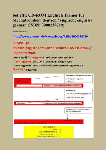 BEISPIEL zu deutsch-englisch Lernkarten-Trainer EDV Elektronik Robotertechnik