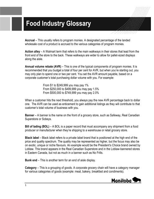 Food Industry Glossary