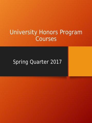 University Honors Program Courses All - Updated